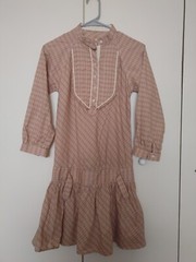 Edun Brown Plaid Dress Vintage Size XS Extra Small Made in Portugal