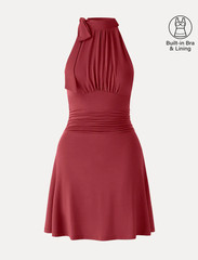 New Item OGL Milky Matte Mockneck Bow Tie Ruched Mini Bra Dress- Full Tag