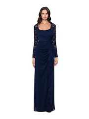 XSCAPE Womens Sequined Long Sleeve Scoop Neck Full-Length Evening Body Con Dress