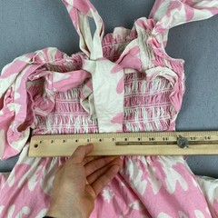 Sea New York Womens Henrietta Dress XS Maxi pink S ruffle smocked Cotton Linen