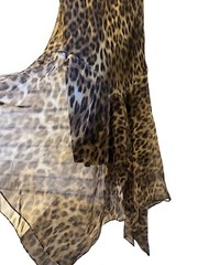 🍒Vintage 90s Morgan & Co Leopard evening prom dress Size 13/14 Asymmetrical