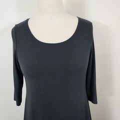 Eileen Fisher Gray Stretch Jersey A-Line Dress Elbow Sleeve Flowy Womens Size PM