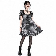 Widow Revenant Faces Angels Goddess Babydoll Dress Womens SZ XS Witchy Dark Goth