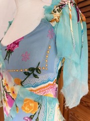 Spanish Designer Multicoloured Patchwork Floral Appliqué Dress M