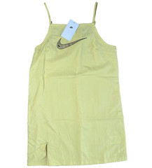 Nike M Medium NSW Swoosh Woven Casual Cami Dress Yellow Women Celery Sportswear
