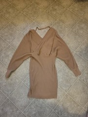 Fashion Nova « Just Between Us » Camel Sweater Mini Dress Women Size 1X/2X