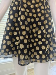 For Love & Lemons Lottie Ruffle Off the Shoulder Mini Dress in Gold Dot Size S