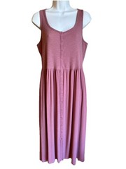 Frye Women&rsquo;s Sleeveless Mauve Maxi Button Front Dress Ribbed Knit Size Medium