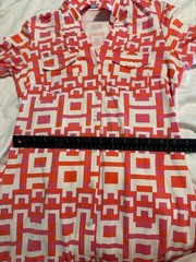 J.McLaughlin Dress Womens XS Red Pink Print Shirtdress Belted Catalina Cloth