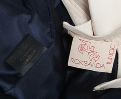 ROKSANDA ILINCIC Navy Cream Open-Back Long Sleeve Draped Short Dress XS NEW