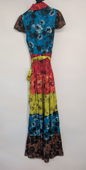 NWOT ALICE + OLIVIA Miranda Tiered Collar Maxi Dress Size 2 Red Yellow #9G607