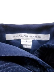 DIANE VON FURSTENBERG Saige Spaghetti Strap Silk Faux Wrap Dress Midnight Sz 8