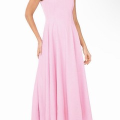 Ted Baker 14 Pink Solid Sleeveless V-Neck Maxi Dress Long Regular