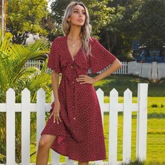 Tie Front Button Bow Tie Detail Dress
