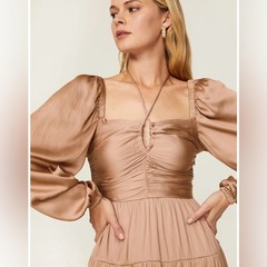 MINKPINK spencer satin tiered mini dress size Large summer cowgirl