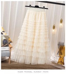 Petite A- Line Long Dress 2023 New Spring Summer Layered Cake Skirt Network Wome