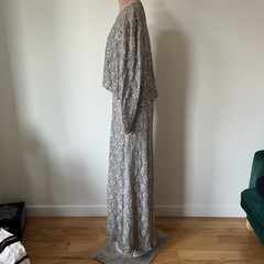 Cassandra Stone Vintage Beaded Lace Sequin Grey Formal Dress Jacket Set Size 10