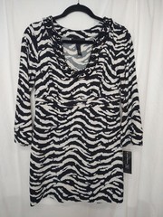 NWT INC International Concepts Sz M Black /White Striped Dress Zebra Embellished
