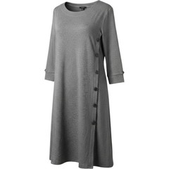 N Touch Womens Heather Grey Side Button Knit Midi Dress 3/4 Sleeve Size M 6379