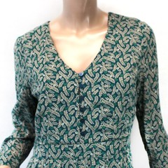 Seasalt Cornwall Green floral Print Feather Slate lined midi dress 4
