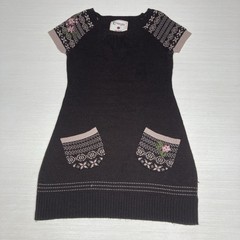 Energie Vintage Y2K Brown Floral Embroidered Sweater Dress Women’s Medium Goth