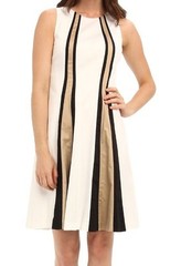 Nine West White Stretch Cotton Tank Color Block Fit & Flare Dress, 4R – MSRP $98