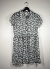 Abercrombie & Fitch Shirt Dress Womens Small Gray Sheer Floral Button Mini