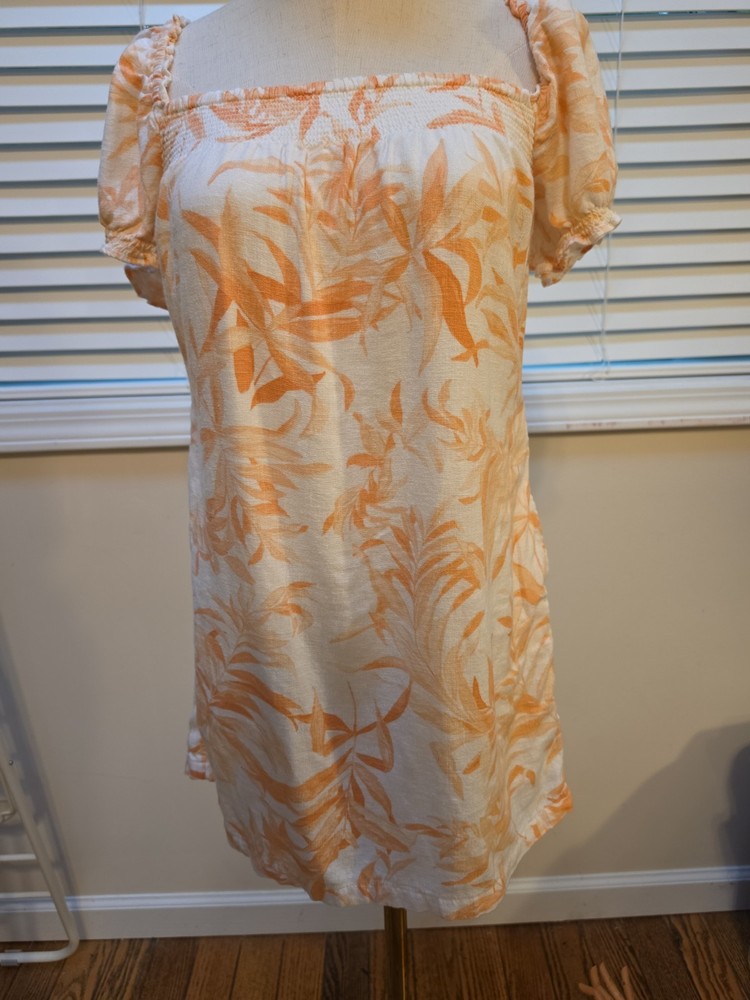 Abercrombie & Fitch Puff Sleeve Linen Blend Dress Women’s Size XS Tropical Boho