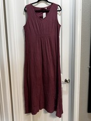 NWT Soft Surroundings Mauve Sleeveless Dress Large Vneck Shirred Front Side Slit