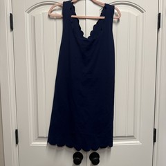 J Crew Scalloped Active Stretchy Pull On Navy Dress Women&rsquo;s Plus XXL