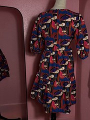 Farm Rio Multicolor Floral Tiered Mini Dress Puff Sleeve Pockets Zip Size S