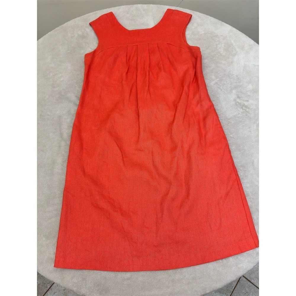 AGB Dress Womens Size 8 Orange 100% LINEN Shift Knee Length Scoop Neck NEW!