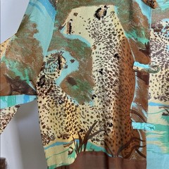 Original Anthony Turquoise and Brown Sheer Shirt Dress