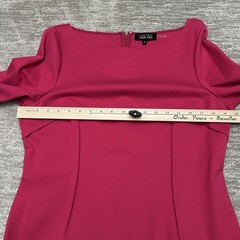 Teri Jon Dress Womens 16 Pink Bell Sleeve Sheath Scallop Hem Party Cocktail