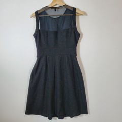 Classic Cynthia Steffe Gray Wool Tweed Intricately Woven Dress Size 6 Sheer