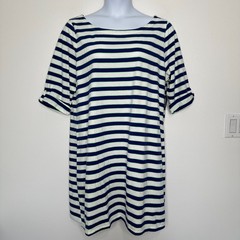 New Old Navy Shift Striped Dress Womens 2XL White Blue Cotton Blend Nautical