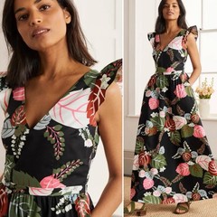 BODEN ANDREA 100% COTTON FRILL SLEEVE MAXI DRESS RRP £130 – SIZE 10