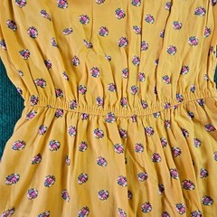 Old Navy Yellow Floral Sleeveless V Neck Smocked Waist Midi Dress XS