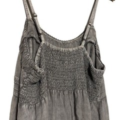 Papillon Gray Stonewashed Boho Mini Dress XL Adjustable Straps NWT Festival