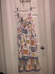 Jopna Linen Cotton Blend Sea Theme Strapless Maxi Dress Size M