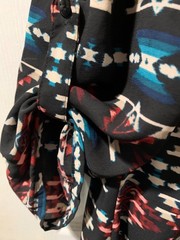 Southwestern Pattern Lightweight Dress Roll Tab Sleeves Women&rsquo;s L