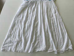 Bella Tu Midi Dress Size Small White Blue Floral Tribal Embroidery Mirror Beads