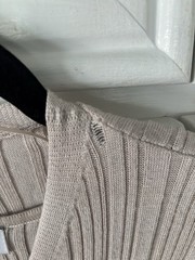Magaschoni Beige Ribbed Knit Sleeveless Midi Sweater Dress Scoop Neck M