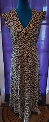 Sexy Leopard Print Country Midi High Low Button Front Low Cut Ruffle Slit Animal