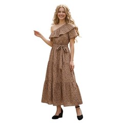 NWT Andrée by Unit Coquette Floral One Shoulder Maxi Dress Tiered Ruffle S/M