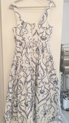7 For All Mankind White/Blue Floral Sleeveless Midi Fit & Flare Pockets Sz 8