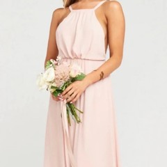 Show Me Your MuMu Amanda Maxi Dress Large Dusty Blush Crisp Pink NEW Bridesmaid