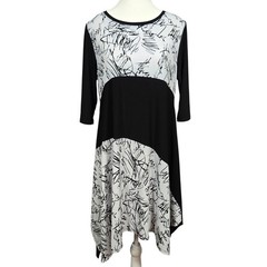 Chalet et Ceci Black White Dress Size S Abstract Asymmetrical Artsy Lagenlook