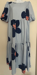 Shein Womens Small Floral Tiered Flared Midi Dress Puff Sleeves Summer Flowy