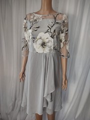 Tendency silver dress with sheer and flowers on top size L